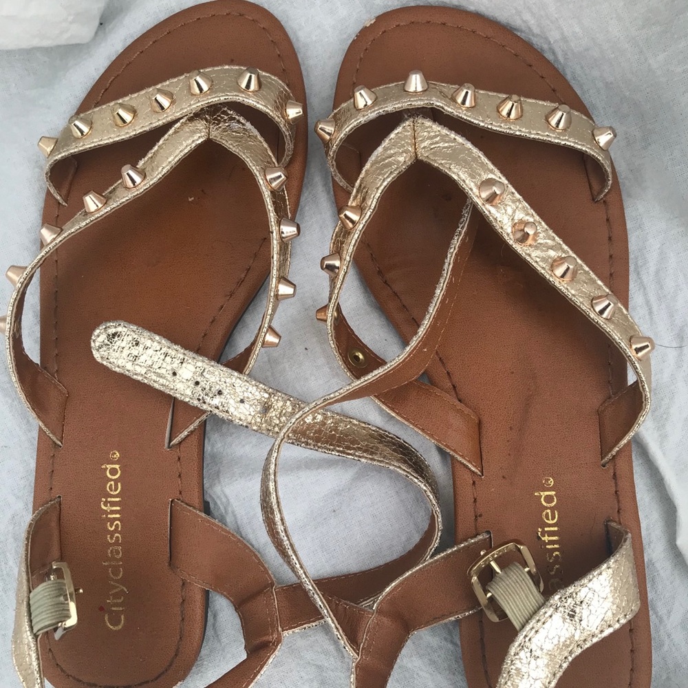 Gold Studded Gladiator Sandals. Size (8 1/2)